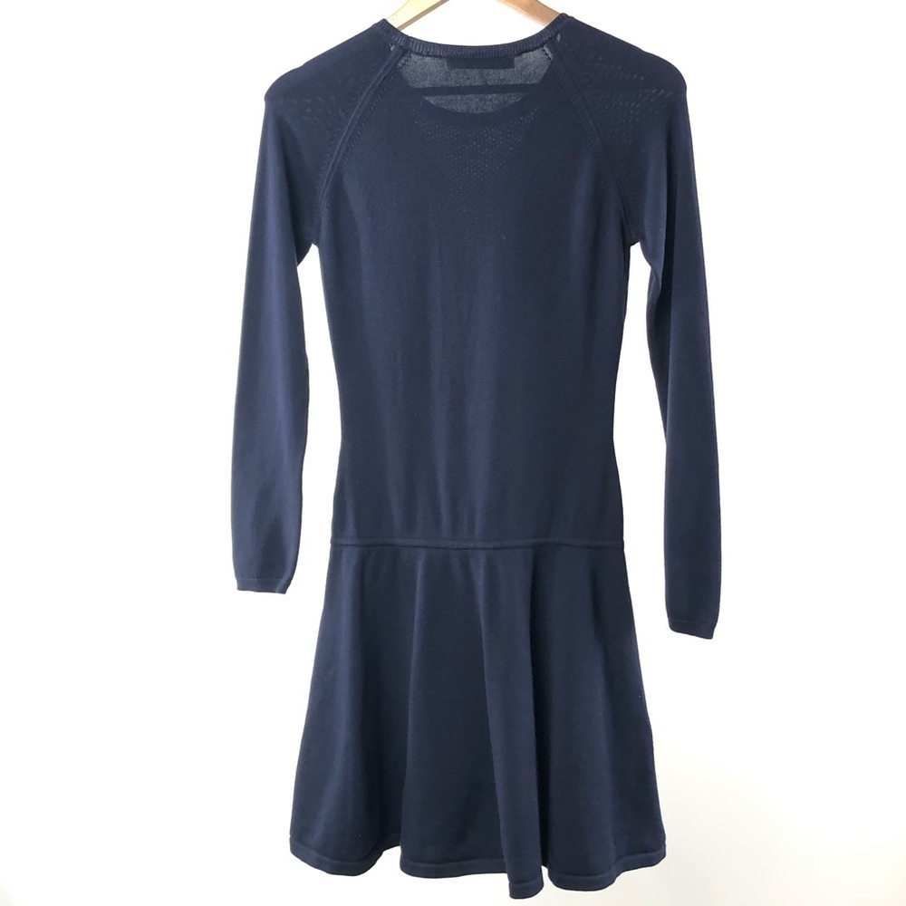 Trina Turk Lucia Long Sleeve Fit and Flare Sweater Dress in Navy Size Small - Picture 8 of 9